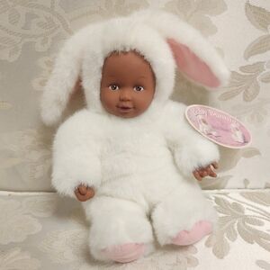 Vintage Anne Geddes Baby Bunnies Plush Doll Bean Filled 8 Inch 1998